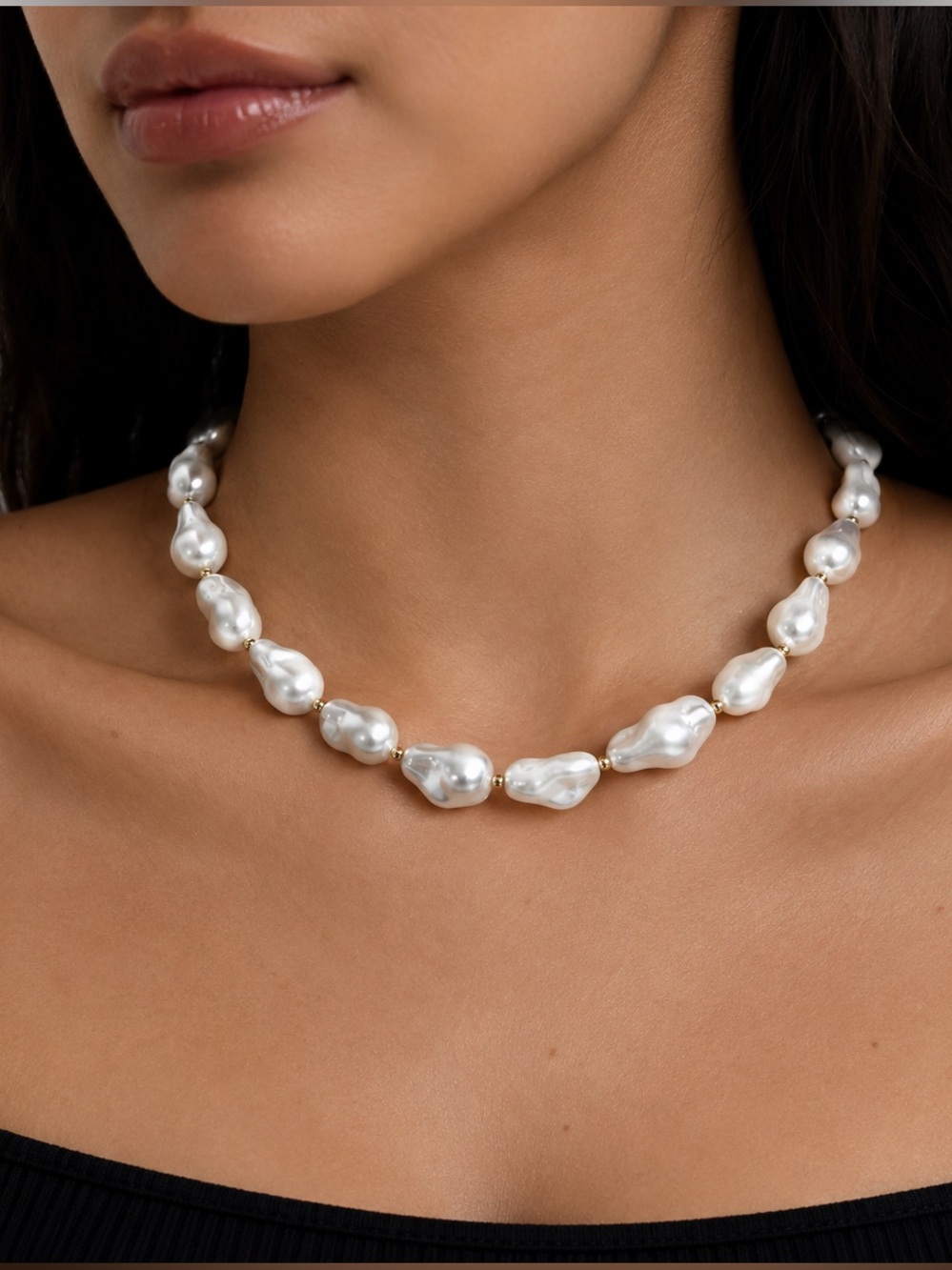NEW Baroque Faux Pearl Coastal Statement Necklace